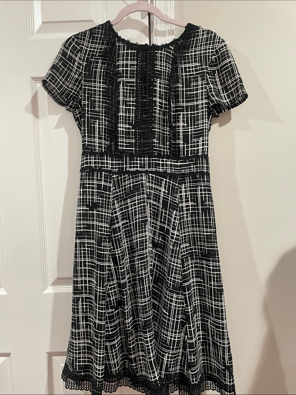 Karl Lagerfeld Black and White Grid Midi Dress